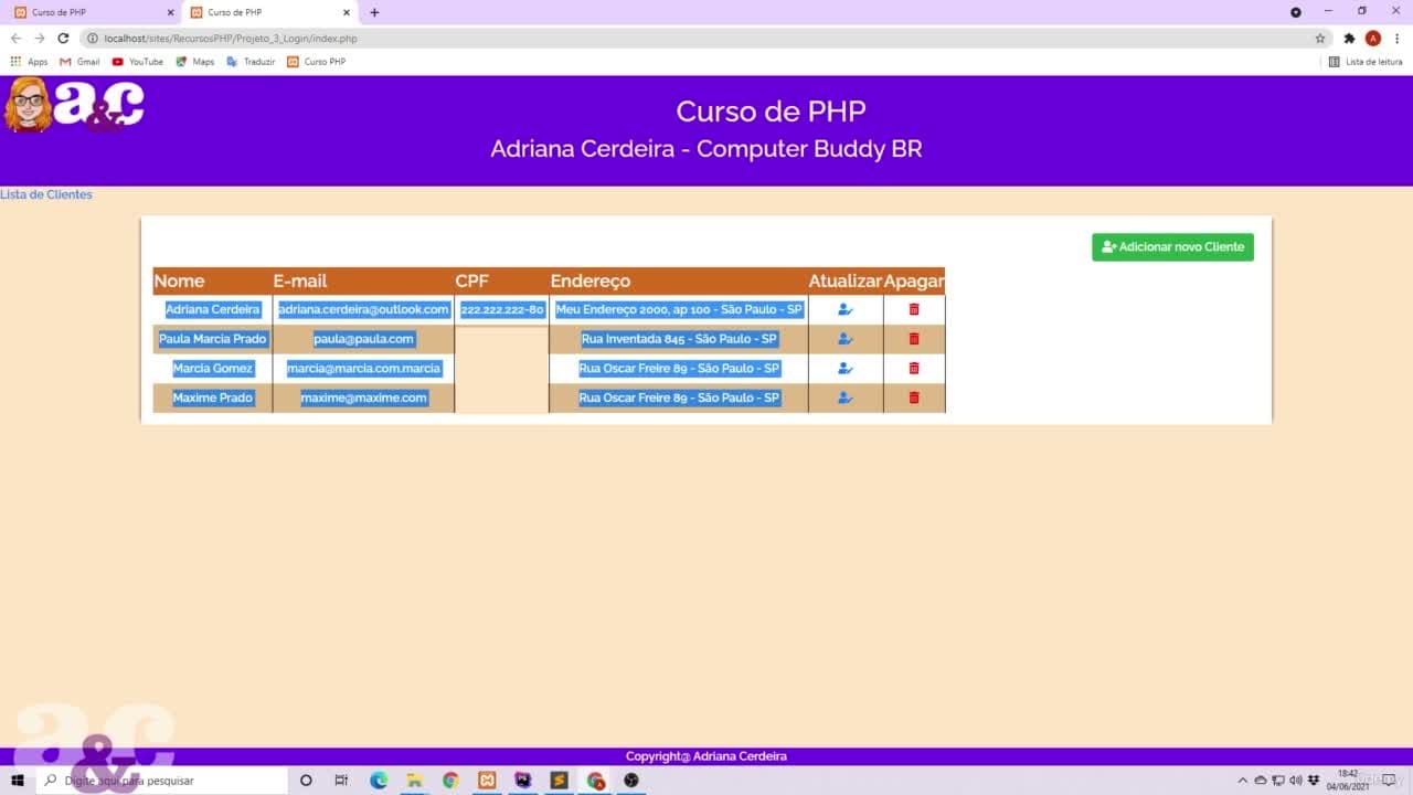 Bootcamp de PHP + Projetos e Desafios - Adriana Cerdeira